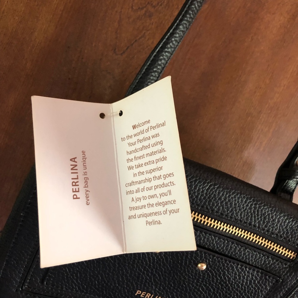 Perlina Black Shoulder Bag with Gold Hardware